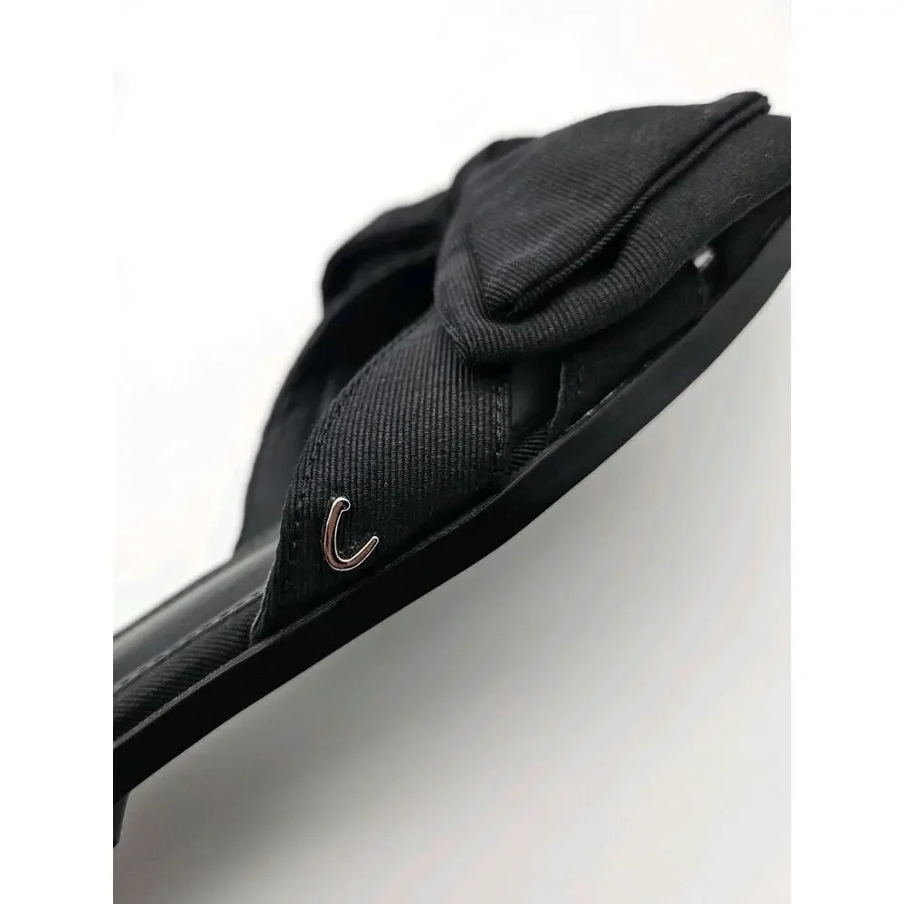 Circus by Sam Edelman Black Bow Slip-On Slide Fabric Sandals sz 6.5 - Picture 4 of 6